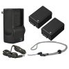 Panasonic Lumix DMC-FZ150K High Capacity Batteries (2 Units) + AC/DC Travel Charger + Krusell Multidapt Neck Strap (Black Finish)