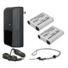 Olympus STYLUS XZ-2 iHS High Capacity Batteries (2 Units) + AC/DC Travel Charger + Krusell Multidapt Neck Strap (Black Finish)