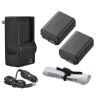 Sony Alpha DSLR-SLT-A33 'Intelligent' Batteries (2 Units) + AC/DC Travel Charger + Nw Direct Microfiber Cleaning Cloth.