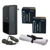 Sony Alpha a7 'Intelligent' Batteries (2 Units) + AC/DC Travel Charger + Nw Direct Microfiber Cleaning Cloth.