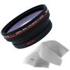 Optics 0.5x 72mm Wide Angle Lens for Canon High Grade Camcorder (Wider Alternative To WD-H72) + Nw Direct Micro Fiber Cleaning Cloth