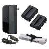 Sony Alpha DSLR-A100 Replacement 'Intelligent' Batteries (2 Units) + AC/DC Travel Charger + Nw Direct Microfiber Cleaning Cloth.