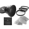 Panasonic HDC-TM90(K) 0.43X High Definition Super Wide Angle Lens w/ Macro + 52mm 3 Piece Filter Kit + Stepping Ring 41.5-58 + Nw Direct Micro Fiber Cleaning Cloth