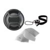 Samsung NX3300 Lens Cap Center Pinch (52mm) + Lens Cap Holder + Nw Direct Microfiber Cleaning Cloth.
