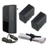 Sony FDR-AX1 High Capacity Intelligent Batteries (2 Units) + AC/DC Travel Charger + Nw Direct Microfiber Cleaning Cloth.