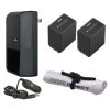 Sony FDR-AX33 High Capacity Intelligent Batteries (2 Units) + AC/DC Travel Charger + Nwv Direct Microfiber Cleaning Cloth.